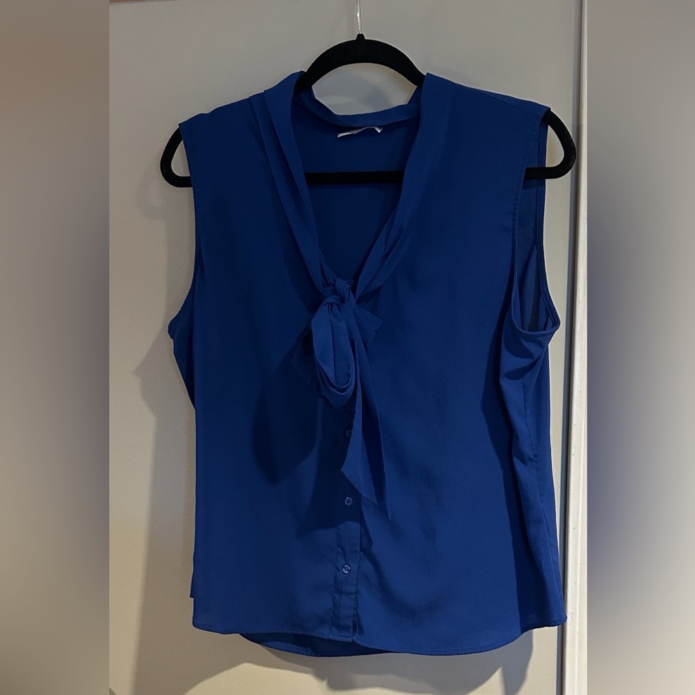 Calvin Klein Royal Blue Tie-Front Blouse
